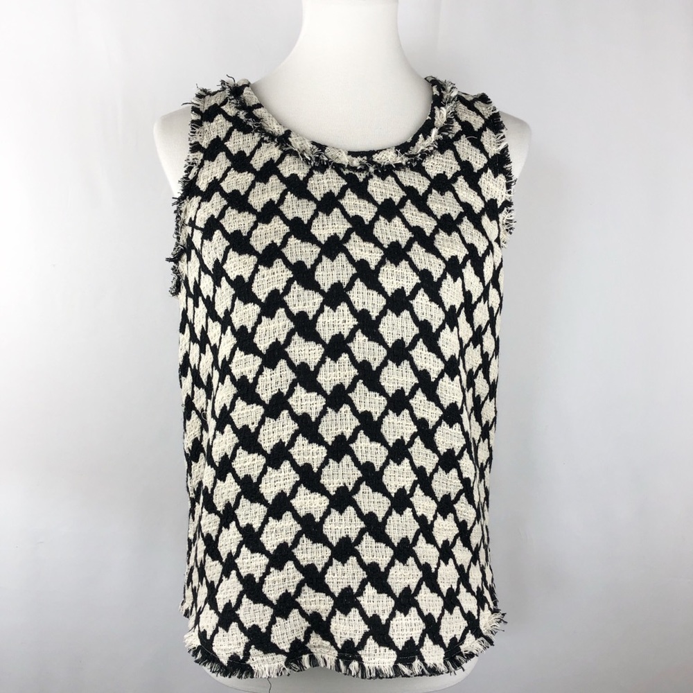 Scotch & Soda Houndstooth Fringe Knit Top
